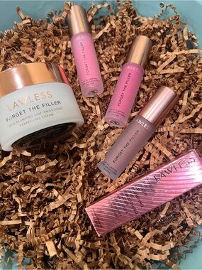Lawless Forget The Filler Perfecting Cream & 4 Lip Glosses~$208 Retail~Full Size
